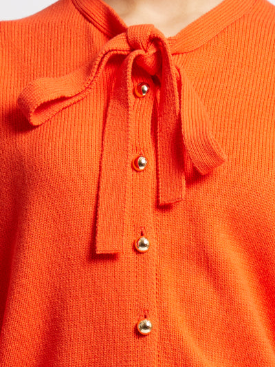 Varli Long Sleeve Tie Neck Cardigan
